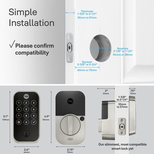 Yale Assure Lock 2 Touch Deadbolt, Oil Rubbed Bronze Keyed Fingerprint Smart Door Lock with Wi-Fi Connected Touch Keypad and Fingerprint Scanner for Code Entry and Remote Access, YRD410-F-WF1-0BP