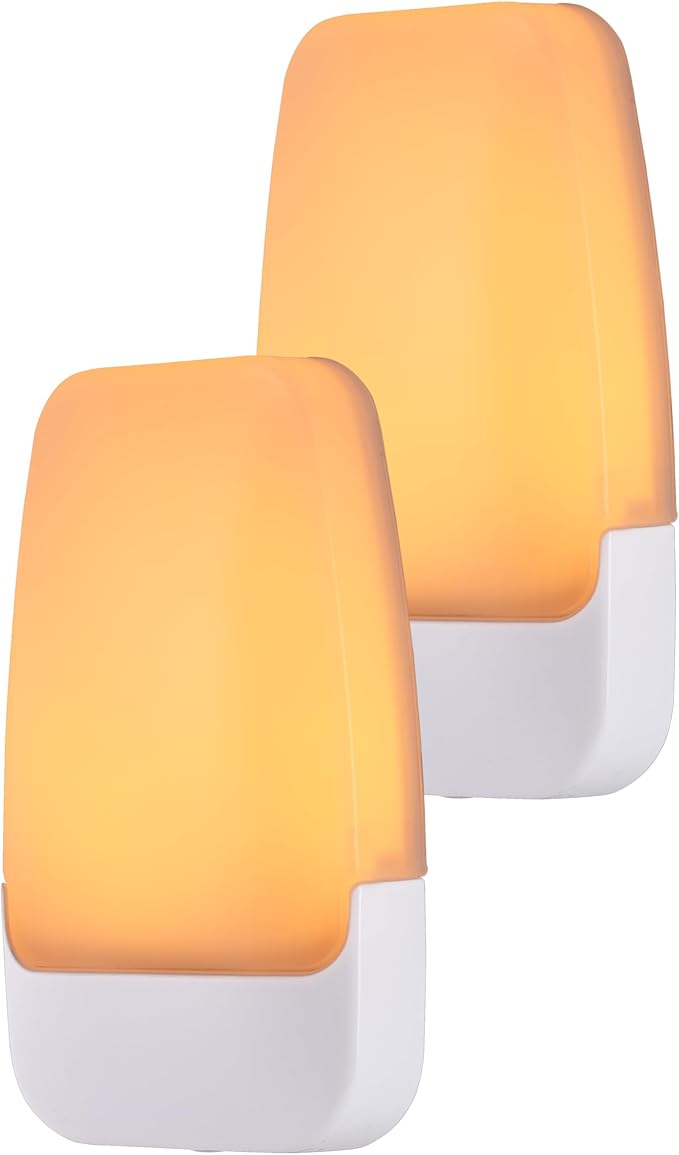 GE Sleeplite Night Lights Plug Into Wall, Dusk to Dawn Sensor, Ambient Lighting, Sleep Aid, Bathroom Décor, LED Lights for Bedroom, Apartment Essentials, Smart Home,76135, Amber, 2 Pack