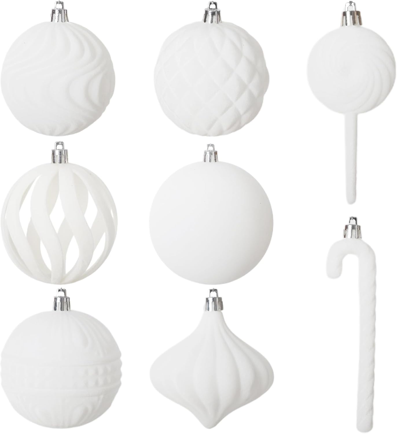 Senjie 63pcs Velvet Christmas Balls Bulk Flocked Christmas Tree Ball Ornaments Plastic Balls Xmas Hanging Ornaments Christmas Tree Decor Cream
