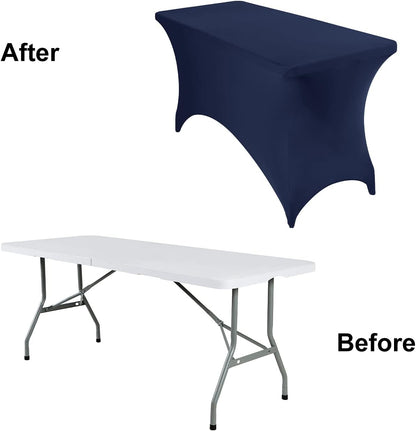 4Pack Spandex Waterproof Table Covers 4ft，Spandex 4ft Waterproof Table Cover for Party,Wedding, Banquet, and Events(Navy)