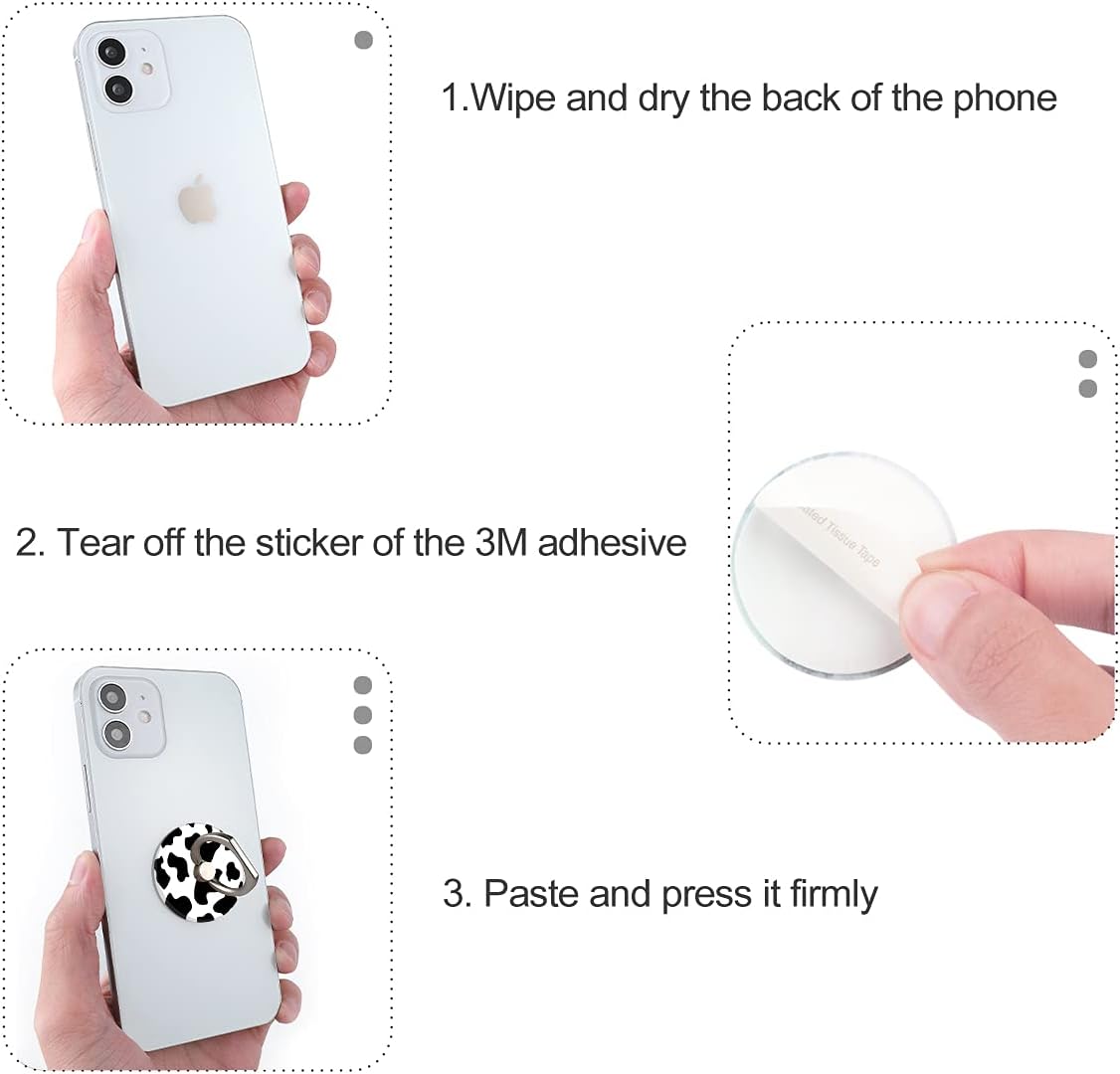 Bonoma Phone Ring Holder, 3 Pack Universal Finger Ring Stand Grip Kickstand Ring for All Smartphones (Cow)