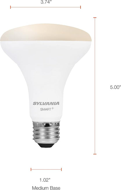 Sylvania WiFi LED Smart Light Bulb, 65W Equivalent Dimmable Soft White BR30, Works with Alexa and Google Home Only - 4 Pack (75689)