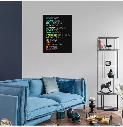 WYJZDZQ8 Motivational Poster Inspirational Canvas Wall Art Motivation Canvas Prints Artwork for Office Living Room Gym Modern Home Decor Painting Stretched and Framed Ready to Hang [18''Wx 24''H]