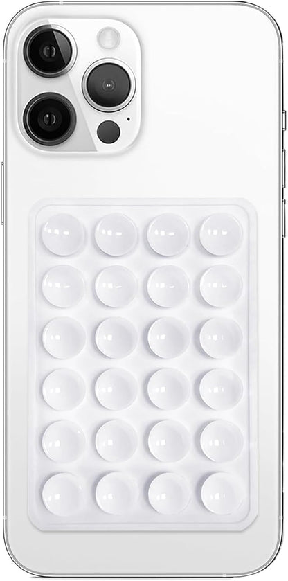 Silicone Suction Phone Case Mount, Non Slip Sticky Phone Grip for Cellphone, Silicon Adhesive Suction Cup Phone Mount, Strong Grip Holder for Selfies and Videos (White)