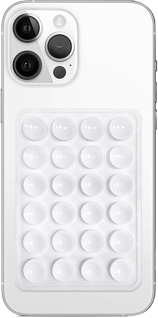 Silicone Suction Phone Case Mount, Non Slip Sticky Phone Grip for Cellphone, Silicon Adhesive Suction Cup Phone Mount, Strong Grip Holder for Selfies and Videos (White)