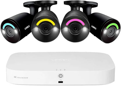 Lorex 4K 16 Camera Capable (8 Wired + 8 Wi-Fi) 2TB Wired NVR System with 4 Bullet Cameras with Smart Security Lighting