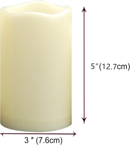 CANDLE CHOICE Waterproof Outdoor Battery Operated Flameless Candles with Timer Flickering Plastic Resin Electric LED Pillar Lights for Lantern Patio Garden Wedding Party Decorations 3x5 Inches 2 Pack