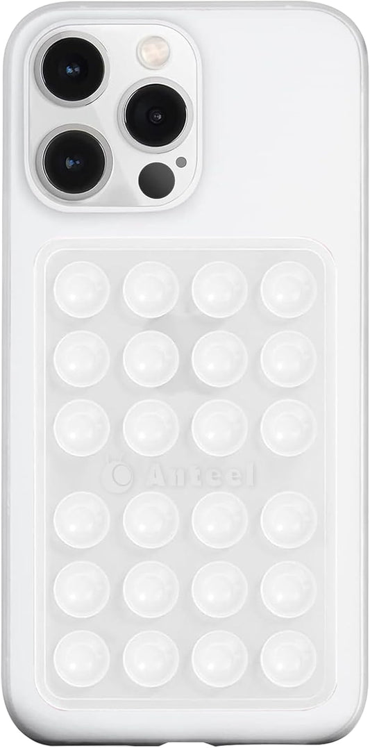 Anteel MAX Silicone Suction Phone Case Adhesive Mount, Upgraded Super Strong Grip, Durable, Easy to Use, Hands-Free Sticky Phone Holder for Selfies, Tiktok Videos, 2.56"x3.94" (Translucent)