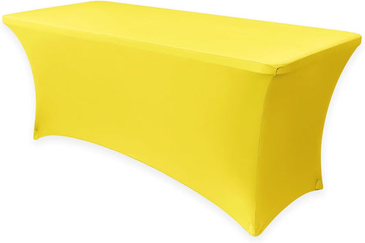 Obstal Spandex Table Cover 6ft Fitted Tablecloth Rectangular - Stretch Rectangle Folding Table Cloth for Birthday Party Wedding Banquet, Yellow, 72L x 30W Inch