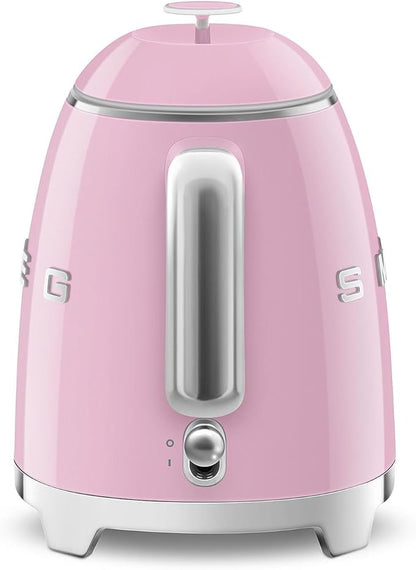 SMEG Mini 50's Retro Style 3 Cup Electric Kettle with Double Wall Anti Slip Base and Water Level Indicator (Pink)