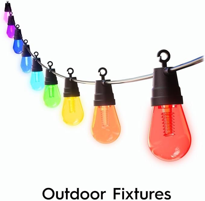 GE Cync Dynamic Effects Smart Cafe Lights, Color Changing Patio String Lights, Compatible with Alexa and Google, 48ft
