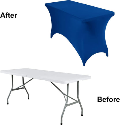 2Pack Spandex Waterproof Table Covers 4ft，Spandex 4ft Waterproof Table Cover for Party,Wedding, Banquet, and Events(Classicbule)