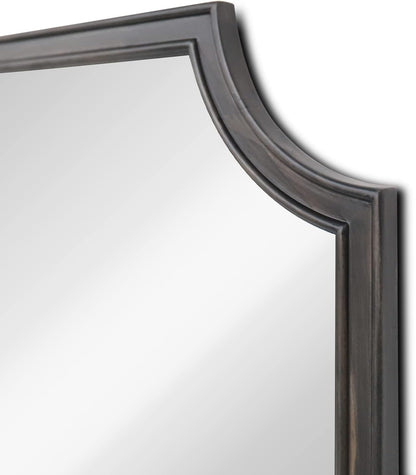 WallBeyond 24" x 36" Scalloped Corners Arch Rectangle Wall Mirror with Wood Frame for Entryway, Living Room or Bedroom Home Decor - [24" x 36" Black]