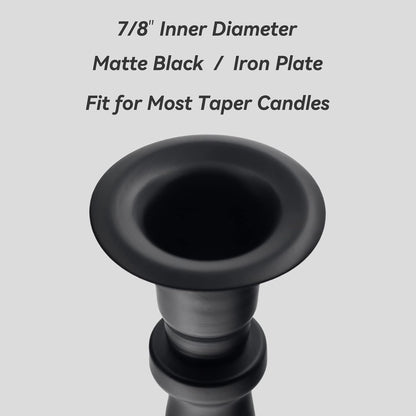 Matte Black Skinny Taper Candle Holder - Iron Slim Candle Stand for 7/8" Candles, Elegant Table Centerpiece for Home Decor and Farmhouse Table - 7"