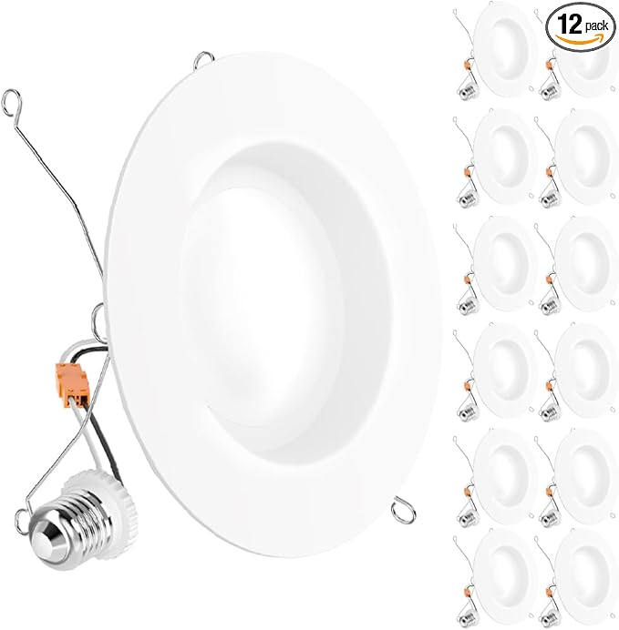 Sunco 12 Pack 6 Inch LED Can Lights, Retrofit Recessed Lighting, Smooth Trim, 965 LM, 13W (75W Equivalent), 6000K Daylight Deluxe, Dimmable, Damp Rated UL.