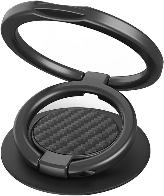 Phone Grip, Phone Ring Holder Finger Kickstand, Adjustable Metal Cell Phone Rings Gripper Stand Work with Magnetic Car Mount for iPhone Samsung &Other Phones - Black Weave