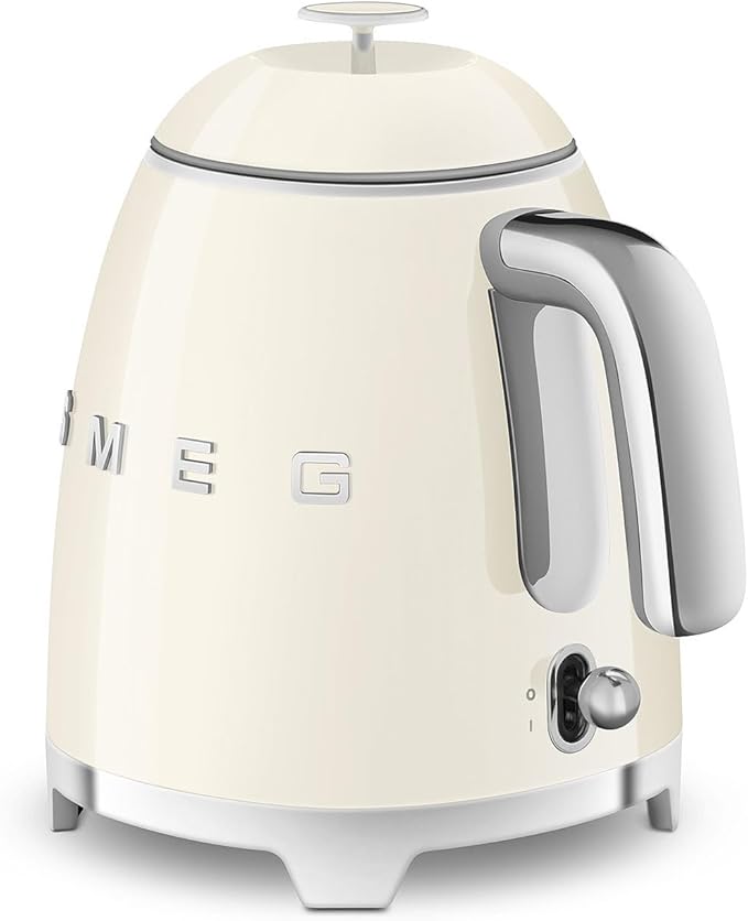 SMEG Mini 50's Retro Style 3 Cup Electric Kettle with Double Wall Anti Slip Base and Water Level Indicator (Cream)