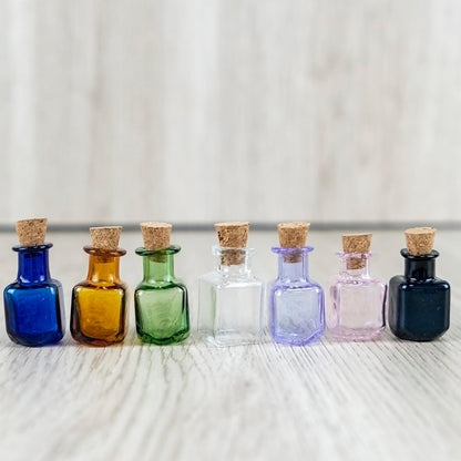 2ml Very Mini Rectangle Glass Color Bottles With Cork Colored Glass Bottles with Cork Stoppers Mix 7 Colors