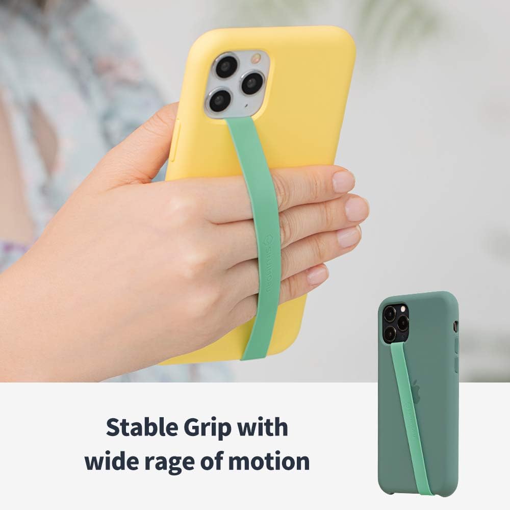Sinjimoru Stretchable Silicone Phone Strap, Flexible and Elastic Grip Holder for iPhone & Android, Secure Phone Loops Finger Grip with Wireless Charging Support Sinji Loop Pink