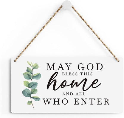 SENJIAN Christian Home Decor, Bless This Home Wall Decor, Modern Farmhouse Sign Scripture Printed Wood Sign Wall Art Religious Decoration for Office Bathroom Bedroom
