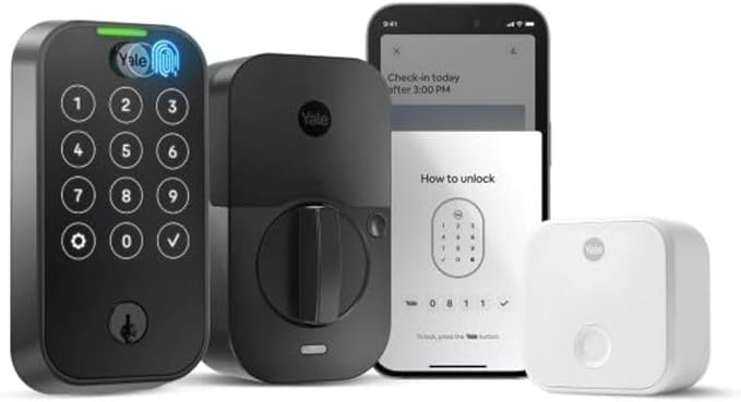 Yale Assure Lock 2 Touch Deadbolt, Black Suede Keyed Smart Entry Door Lock with Wi-Fi Connected Touchscreen Keypad and Fingerprint Scanner for Vacation Rental Hosts, YRD420-F-CB1-BSP