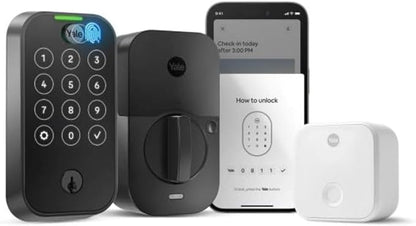 Yale Assure Lock 2 Touch Deadbolt, Black Suede Keyed Smart Entry Door Lock with Wi-Fi Connected Touchscreen Keypad and Fingerprint Scanner for Vacation Rental Hosts, YRD420-F-CB1-BSP