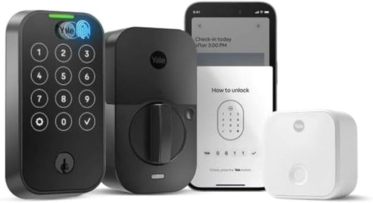 Yale Assure Lock 2 Touch Deadbolt, Black Suede Keyed Smart Entry Door Lock with Wi-Fi Connected Touchscreen Keypad and Fingerprint Scanner for Vacation Rental Hosts, YRD420-F-CB1-BSP