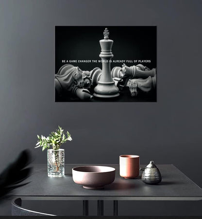 Inspirational Wall Art International Chess Motivational Poster Be A Game Changer The World Is Already Full Of Players Canvas Painting Prints Wall Pictures for Home Decor Framed Artwork [18''W x 24''H]