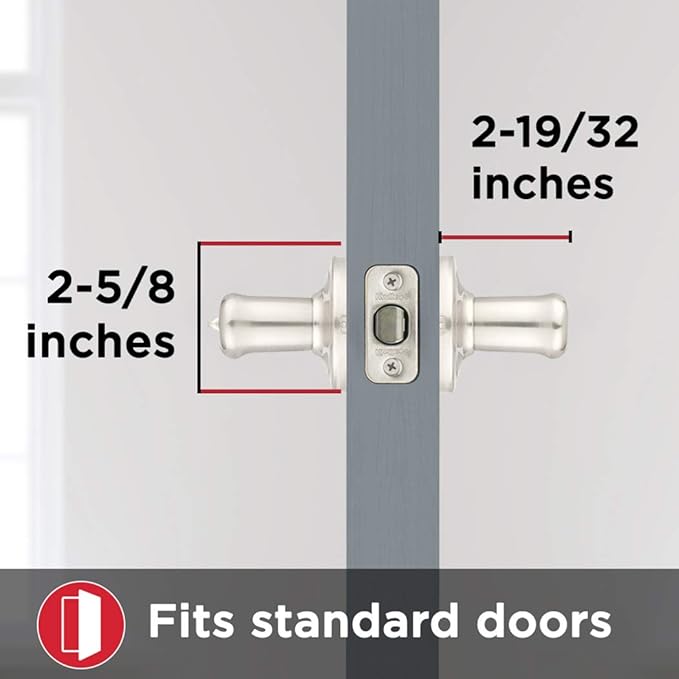 Kwikset Tustin Interior Privacy Door Handle with Lock, Door Lever For Bathroom and Bedroom, Satin Nickel Reversible Keyless Turn Lock, with Microban Protection