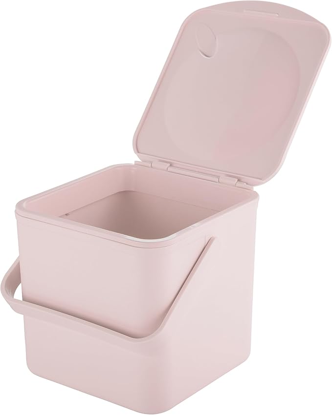 Kitchen Compost Bin – Countertop Food Waste Caddy with Easy Wipe Clean Interior – Made in the UK - 3.5L (0.9 gal.) (Dusty Pink)