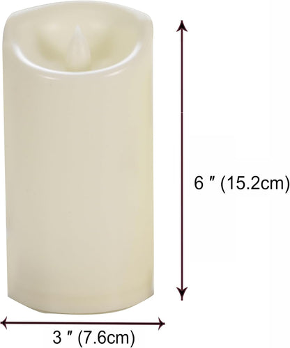 CANDLE CHOICE Waterproof Outdoor Battery Operated Flameless Candles with Timer Flickering Plastic Resin Electric LED Pillar Lights for Lantern Patio Garden Wedding Party Decorations 3x6 Inches 2 Pack
