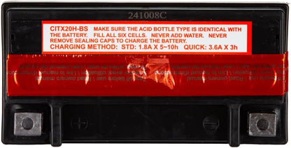 Interstate Batteries YTX20H-BS 12V 18Ah Powersports Battery 310CCA High-Performance AGM Rechargeable Replacement for Arctic Cat, Harley Motorcycles, Bikes, ATVs, Jet Skis, Snowmobiles (CITX20H-BS)