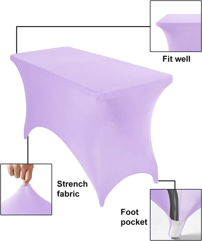 Spandex 4ft Waterproof Table Cover for Party,Wedding, Banquet, and Events(Lavender)