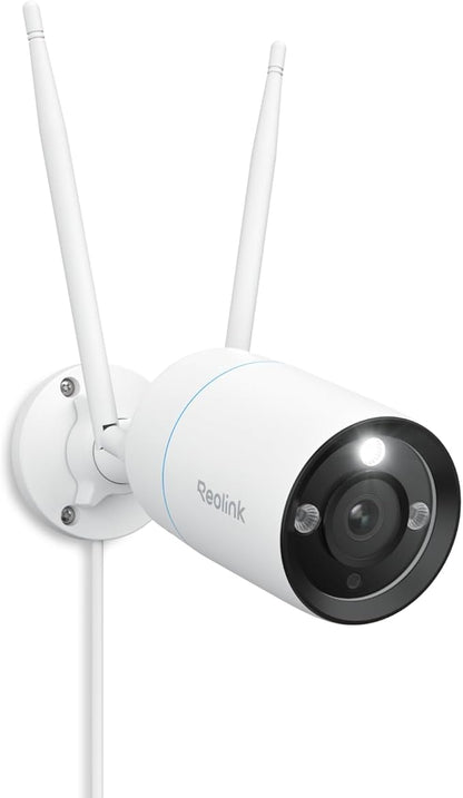 REOLINK 4K Home Security Camera, 2.4/5GHz WiFi Outdoor Camera, Plug-in Power (DC 12V/1A), Human/Vehicle/Pet Detection, Color Night Vision, Two-Way Talk, 24/7 Recording, IP67 Waterproof, RLC-810WA