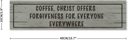 Generic Wood Sign Coffee Offers Forgiveness for Everyone Everywhere Rustic Wooden Hanging Sign Home Farmhouse Kitchen Wall Decor 16 x 4 Inch
