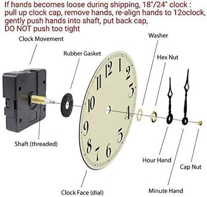 Oldtown Farmhouse Metal & Solid Wood Noiseless Wall Clock (Coastal Grey, 18-inch)