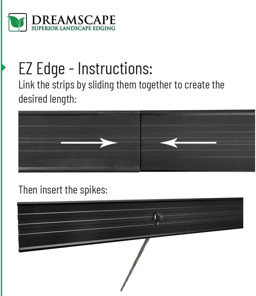 Dreamscape E-Z Edge Aluminum Landscape Edging - 8 Strips, 6ft Each (48ft Total), Mill Finish (Natural Aluminum) - Professional Quality Landscaping Border, Metal Divider for Lawn, Garden, Flowerbed…
