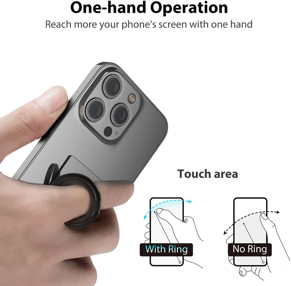 Phone Grip Holder, Phone Ring Holder Finger Kickstand, Foldable & Adjustable Rotatable Double Metal Cell Phone Rings Gripper Stand for iPhone Samsung & Other Phones - Silver Carbonite Weave