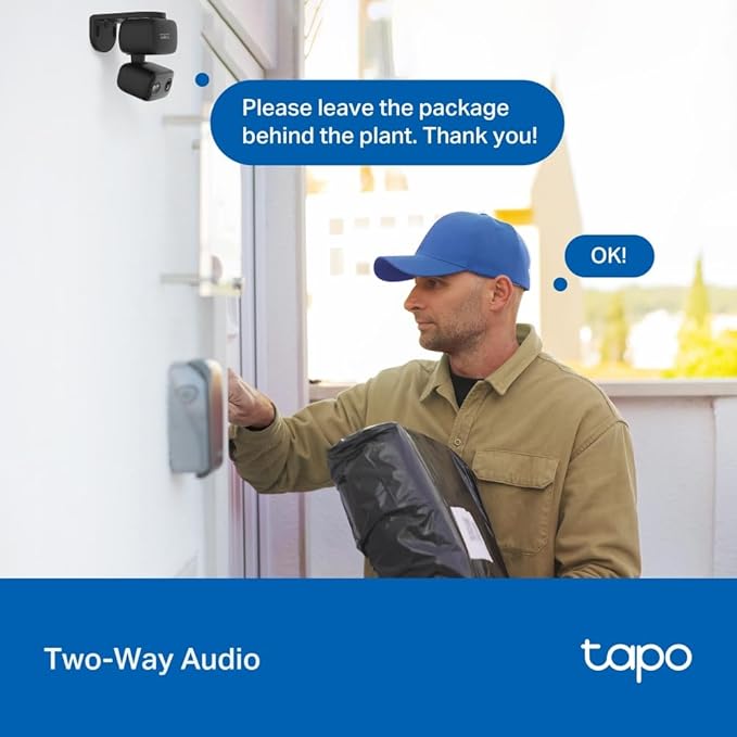 Tapo 2K Indoor/Outdoor Pan/Tilt Wired Security Camera - Baby Monitoring, Person & Baby Cry Detection, 360° Motion Tracking, Night Vision, No-Subscription Local Storage or Optional Cloud, C217 (2-Pack)