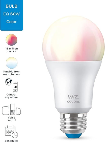 WiZ Connected 2-Pack Color 60W A19 Smart WiFi Light Bulb, 16 Million Colors, Compatible with Alexa and Google Home Assistant, No Hub Required