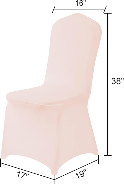 Spandex Chair Covers, 12PCS, Removable Washable Protector Stretch Covers for Living Room, Party, Banquet, Wedding Event, Hotel (Blush Pink)