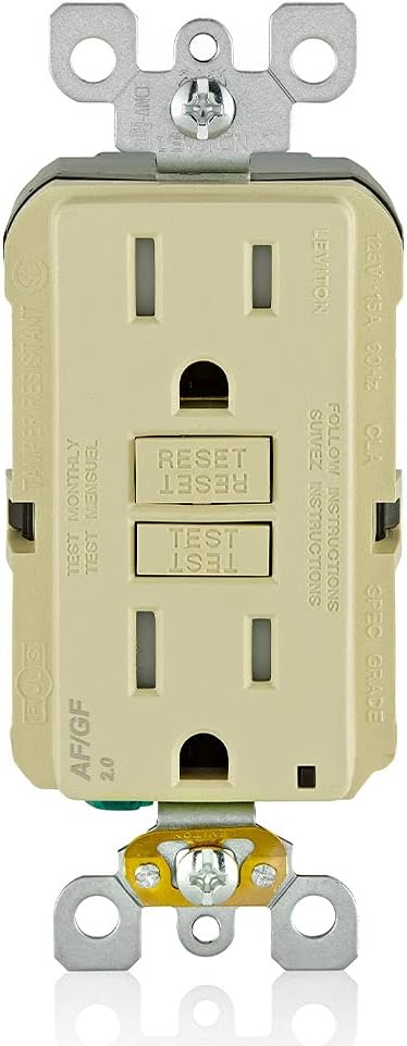 Leviton Dual-Function AFCI/GFCI Outlet, 15 Amp, Self Test, Tamper-Resistant with LED Indicator Light, Protection from Both Electrical Shock and Electrical Fires in One Device, AGTR1-I, Ivory