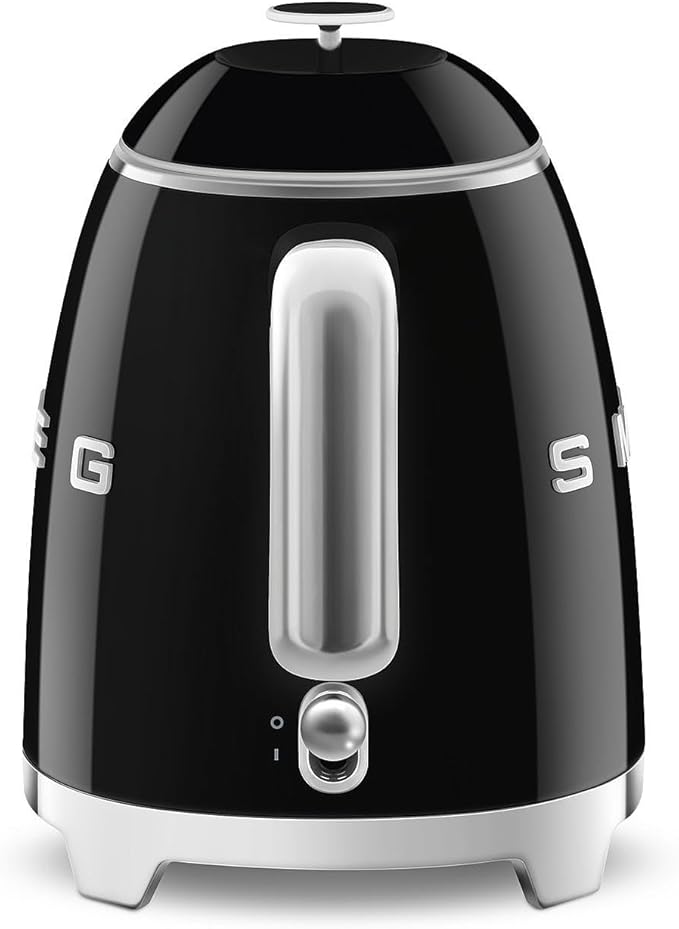 SMEG Mini 50's Retro Style 3 Cup Electric Kettle with Double Wall Anti Slip Base and Water Level Indicator (Black)