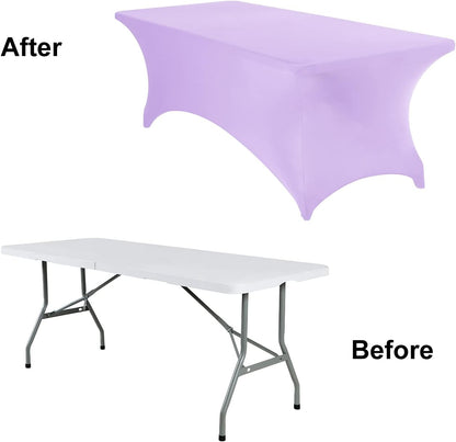 4Pack Spandex Waterproof Table Covers 8ft，Spandex 8ft Waterproof Table Cover for Party,Wedding, Banquet, and Events(Lavender)