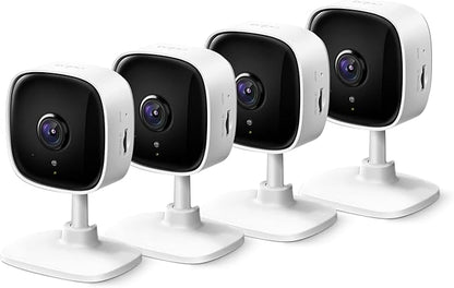 Tapo 2K Indoor Wired Security Camera - Works as a Baby Monitor & Pet Camera, Person/Motion/Baby Cry Detection, 2-Way Audio, Siren, Subscription-Free Local Storage or Optional Cloud, C110P4 (4-Pack)