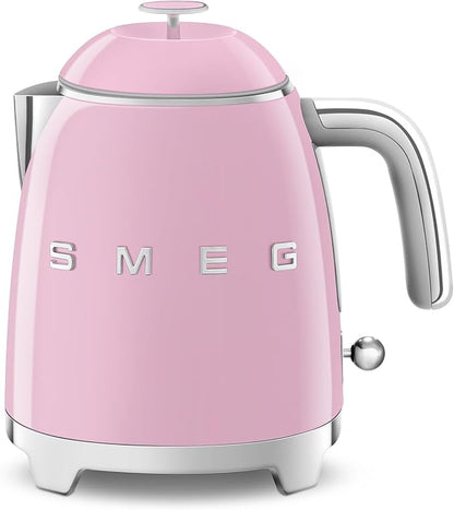 SMEG Mini 50's Retro Style 3 Cup Electric Kettle with Double Wall Anti Slip Base and Water Level Indicator (Pink)
