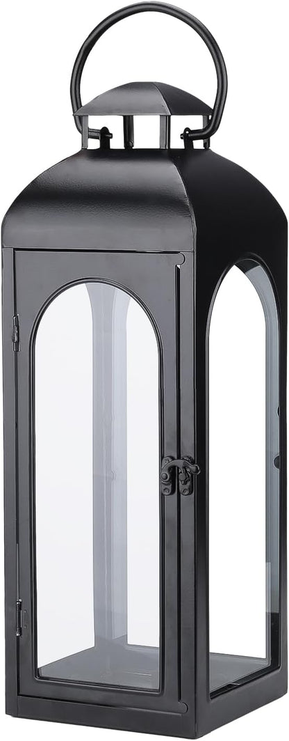 Bdor 16 Inches Metal and Tempered Glass Candle Lantern - Premium Outdoor Lantern, Decorative Lanterns with Handcrafted Design for Patio, Garden & Indoor Decor