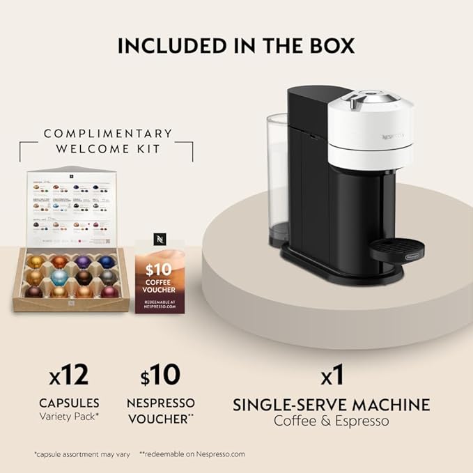 Nespresso Vertuo Next Coffee and Espresso Maker by De'Longhi, White
