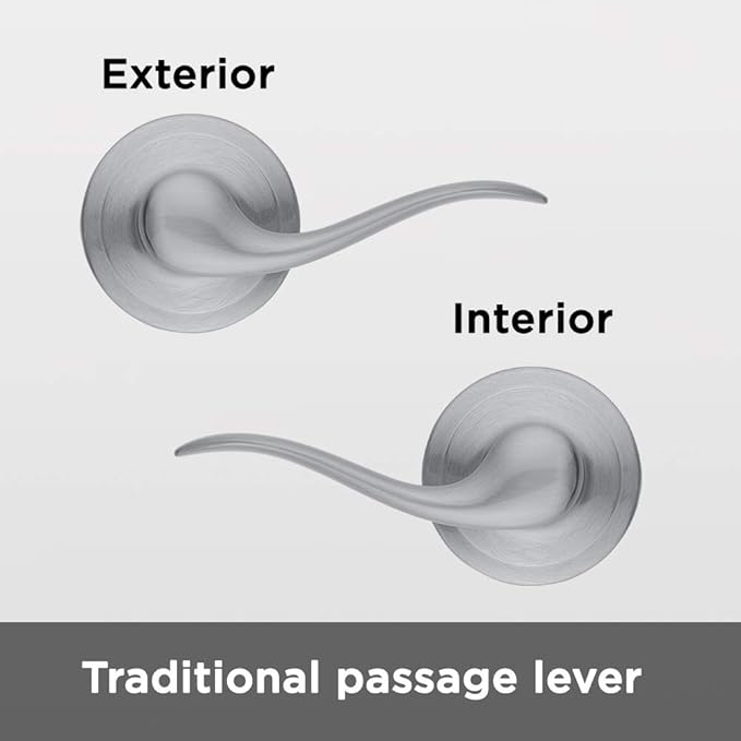 Kwikset Tustin Passage Door Lever, Non-Locking Stylish Door Handle for Interior Hallway and Closet Doors, Reversible Design for Easy Install, in Satin Chrome (Pack of 2)