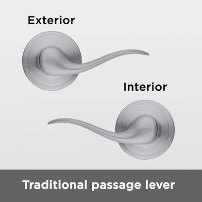 Kwikset Tustin Interior Passage Door Handle, Lever For Closet and Hallway Doors, Reversible Non-Locking Handle Lever, Satin Chrome, 1 Count (Pack of 1)